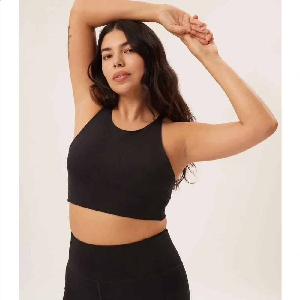 Girlfriend Collective Black Topanga Halter Bra, XS